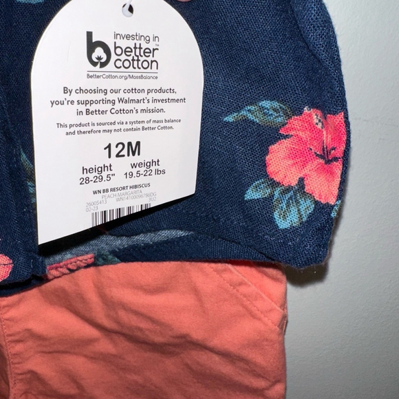 NWT NEW Baby Boy Wonder Nation Outfit 12M Navy Coral Hawaiian 2 piece Button - Picture 5 of 10